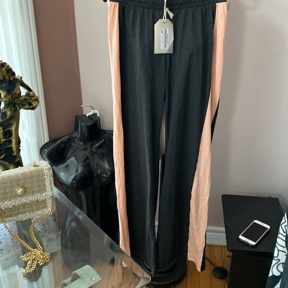 Saye dark grey Block Stripe Wide Leg Trousers joggers Sz M - Picture 3 of 11